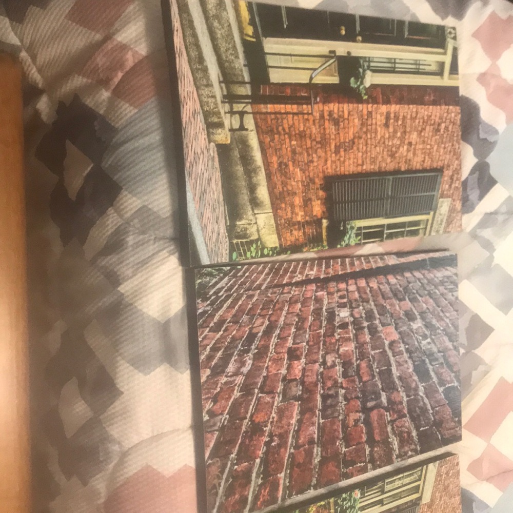 Set of 4 beautiful prints of a prominent Beacon Hill address on Acorn St.  Each